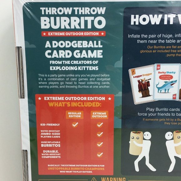 Throw Throw Burrito By Exploding Kittens Extreme Outdoor Edition Card Game New - Picture 9 of 12